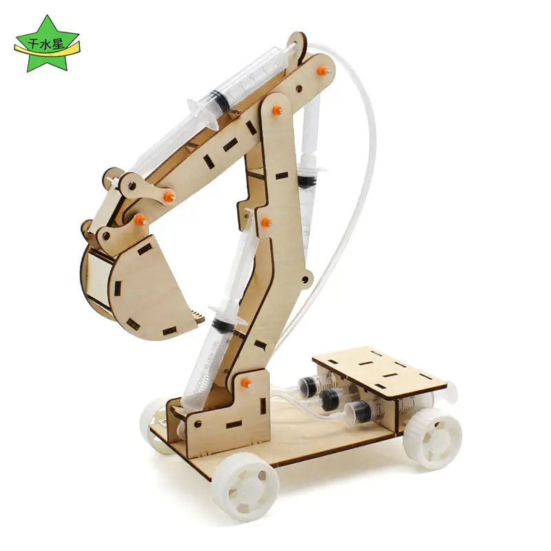 Wooden Hydraulic Excavator Toy for Kids STEM Learning