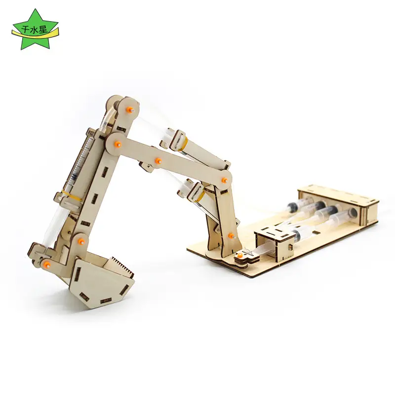 Wooden Hydraulic Excavator Toy for Kids STEM Learning