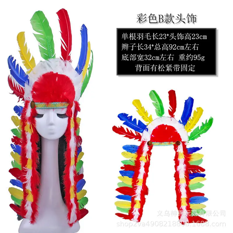 White Feather Indian Chief Cap with Fur Trim