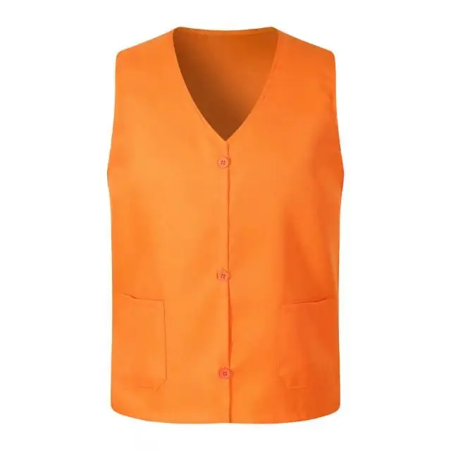 Orange V-Neck Button Vest with Embroidery - Image 4