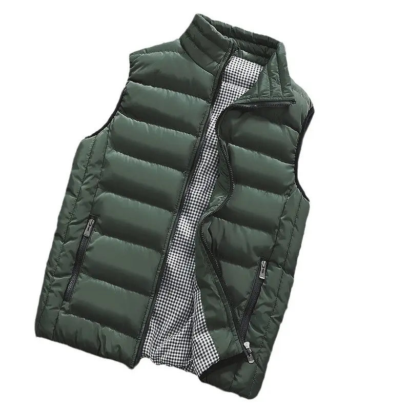 Men's Navy Blue Puffer Vest with Collar & Zip - Image 11