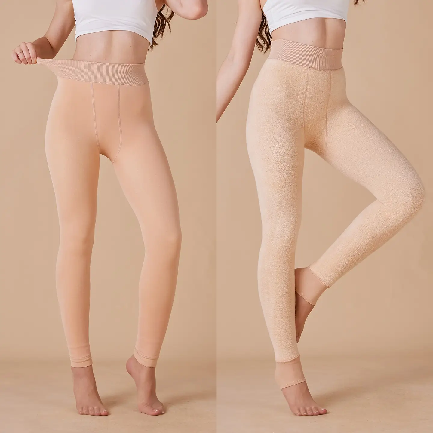 Women's Fleece Thermal Leggings Extra Large Pearl Velvet