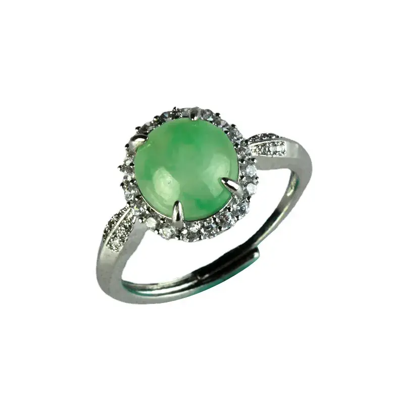 Inlaid Yang Green Jade Ring 925 Silver Live Finger - Image 7