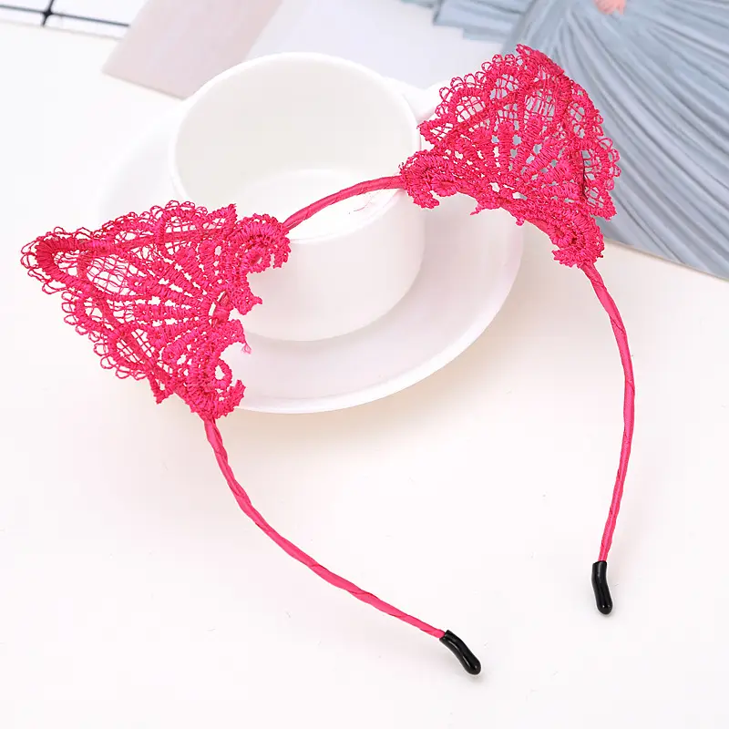 Lace Cat Ear Headband Fashion Lace Headband Pressage Hair Headwear Female Adult Hair Accessories - Image 2