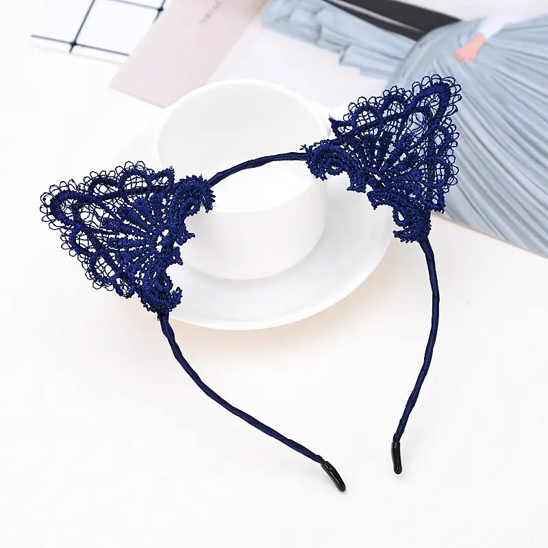 Lace Cat Ear Headband Fashion Lace Headband Pressage Hair Headwear Female Adult Hair Accessories - Image 4