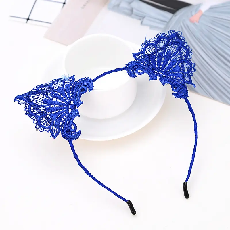 Lace Cat Ear Headband Fashion Lace Headband Pressage Hair Headwear Female Adult Hair Accessories - Image 5