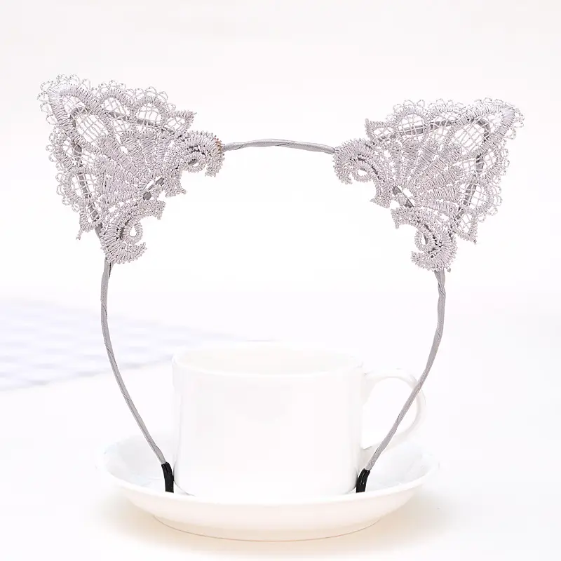 Lace Cat Ear Headband Fashion Lace Headband Pressage Hair Headwear Female Adult Hair Accessories - Image 6