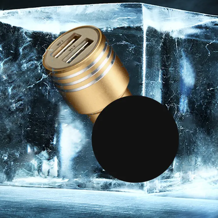 Dual USB Car Charger Gold Metal 2.1A