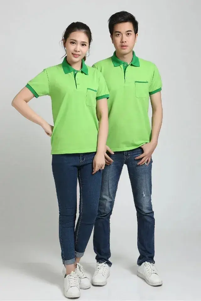 Green Polo Shirt for Men & Women with Embroidered Design - Image 14