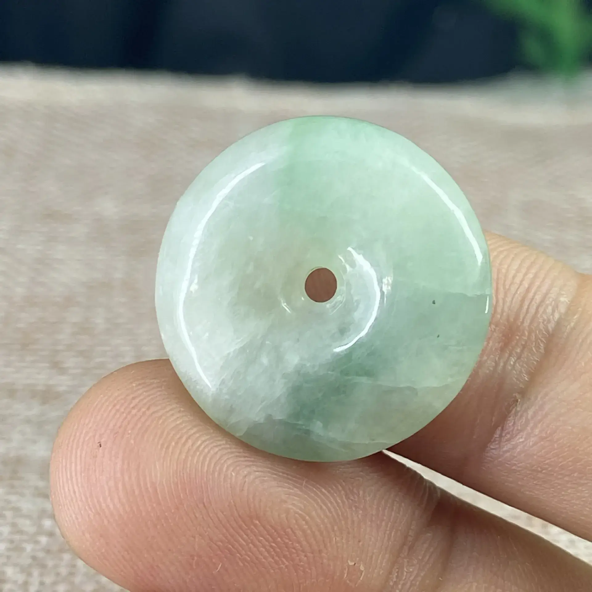 Green Jade Floating Flower Peace Buckle Pendant - Image 5