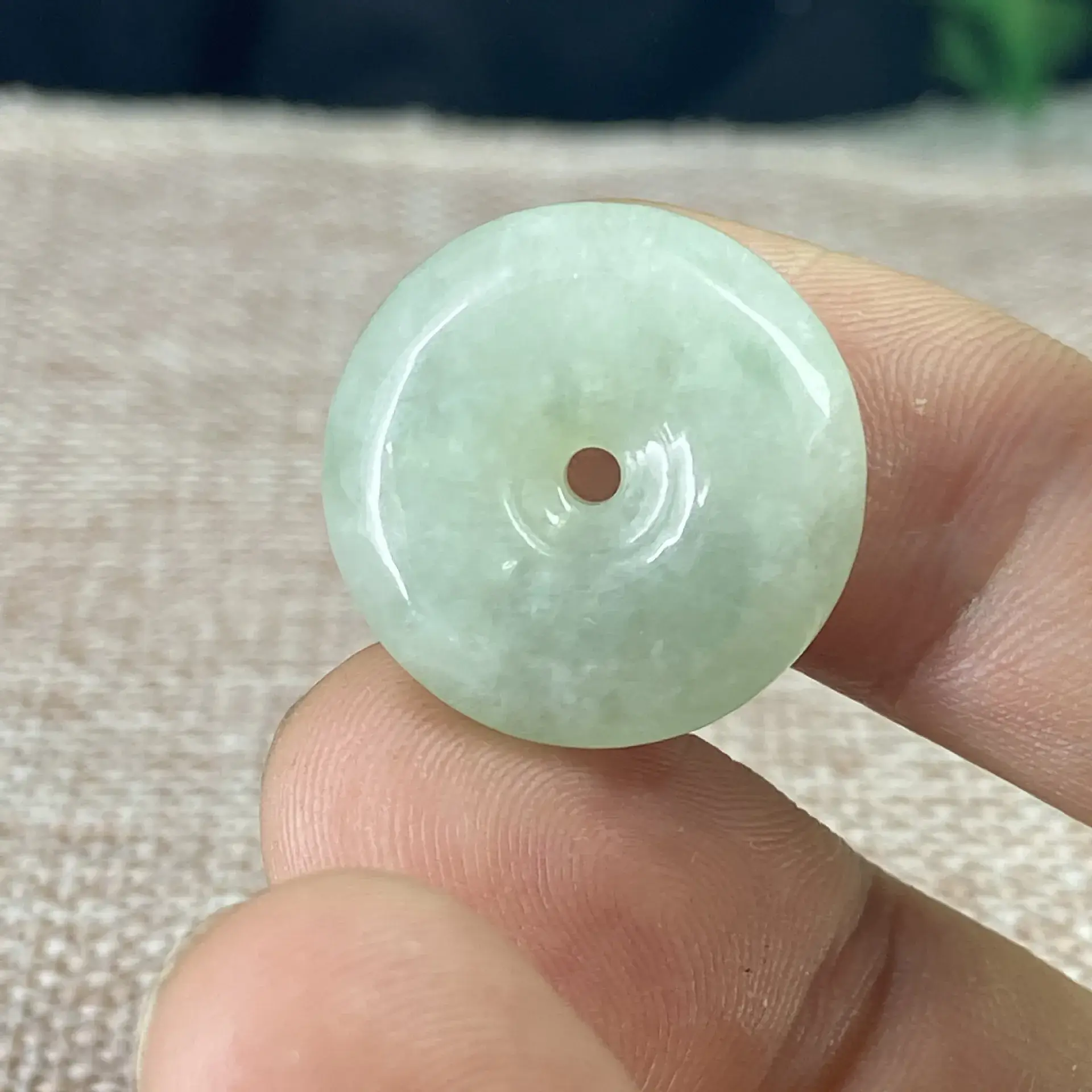 Green Jade Floating Flower Peace Buckle Pendant - Image 7