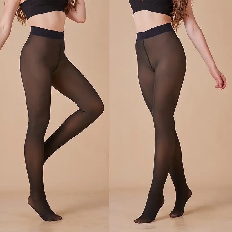 Black Translucent Leggings for Women Large Size - Image 3