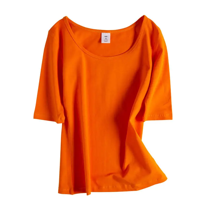 Women Korean Style Yellow T-shirt Mid Sleeve