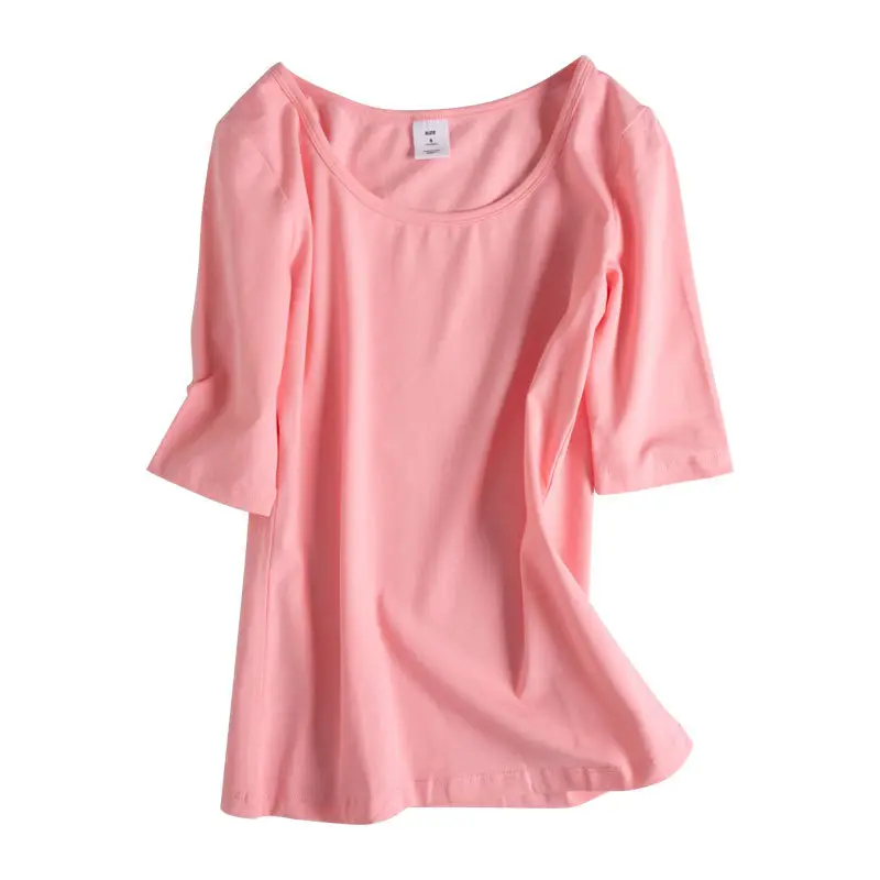 Women Korean Style Yellow T-shirt Mid Sleeve