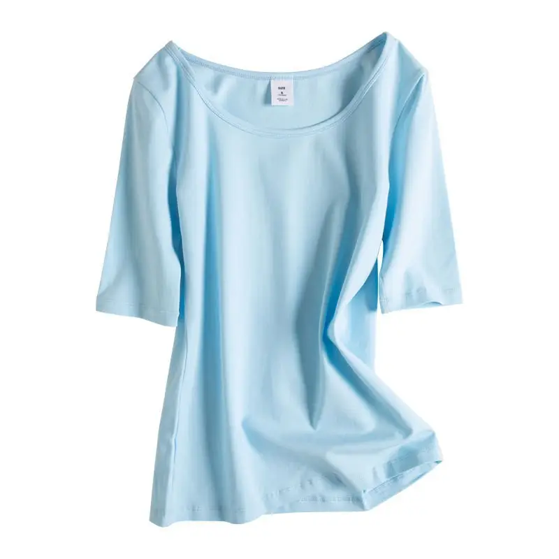 Women Korean Style Yellow T-shirt Mid Sleeve