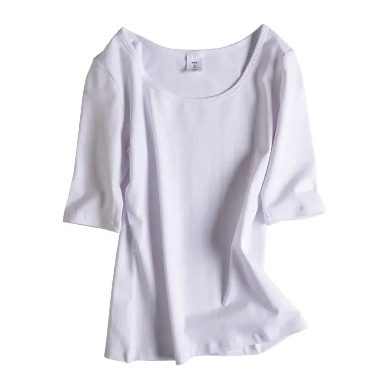 Women Korean Style Yellow T-shirt Mid Sleeve