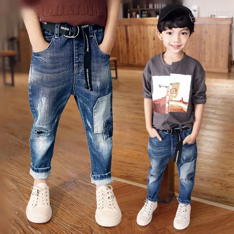 Boys Slim Jeans 2025 Spliced Winter Thickener - Image 4