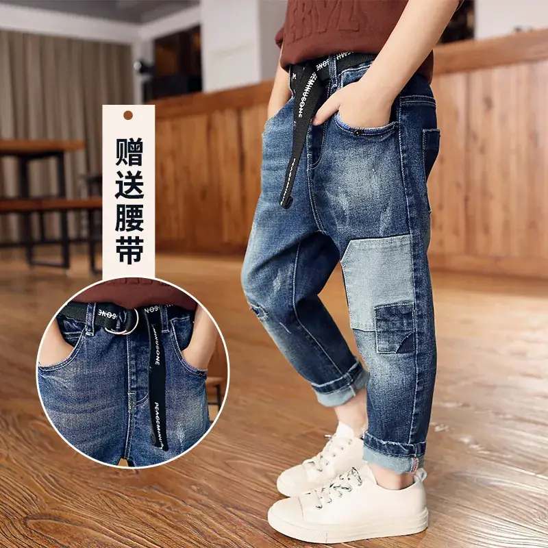 Boys Slim Jeans 2025 Spliced Winter Thickener - Image 5