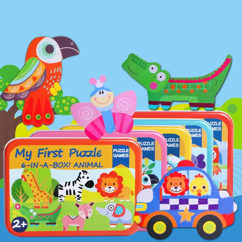 Children's Puzzle Toy Set with 6-in-1 Animal & Vehicle Design - Image 9