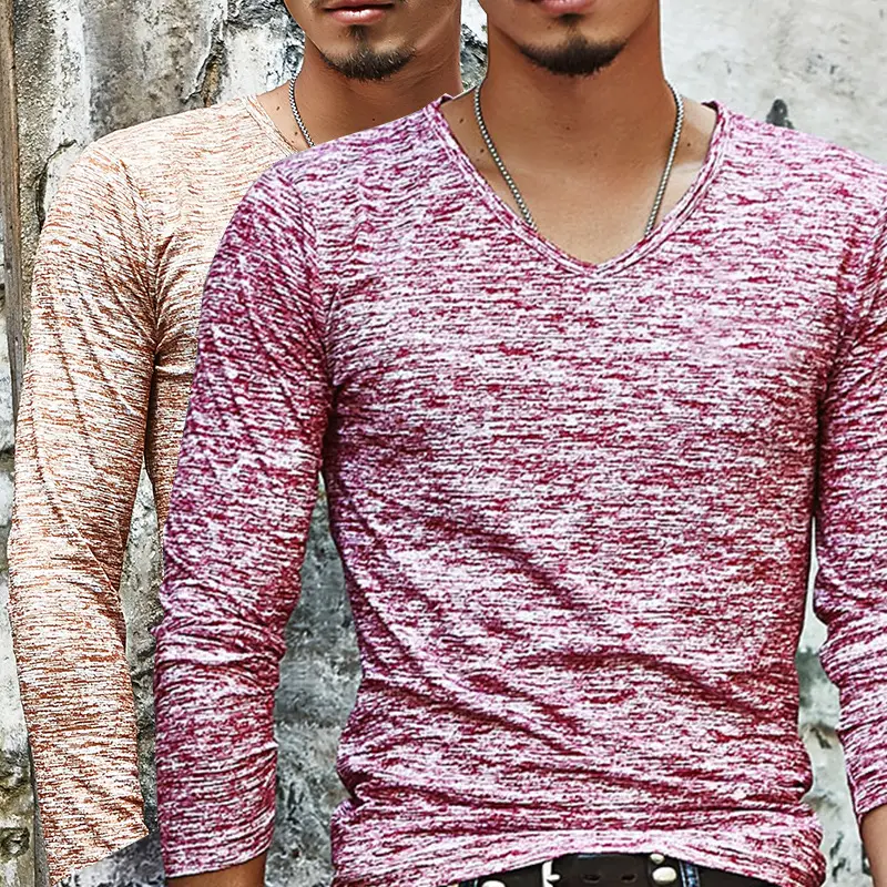 New Men's 95 Cotton Long Sleeve T-Shirt Grey - Image 9