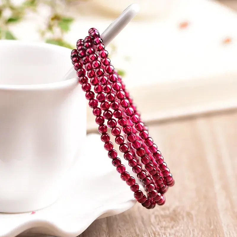 Wine Red Multi Layer Crystal Bracelet for Women - Image 4