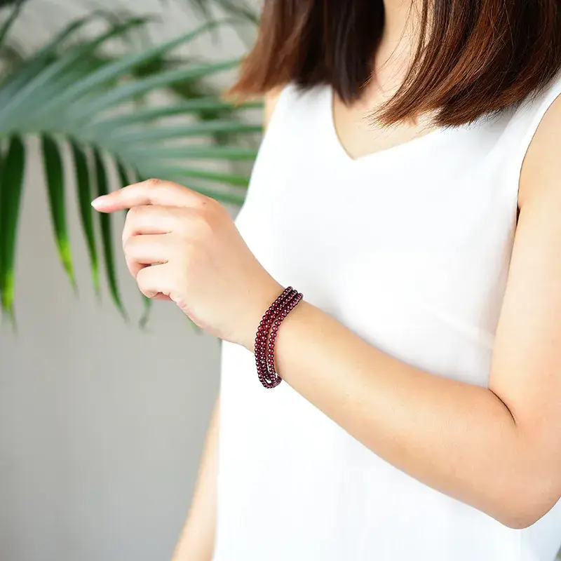 Wine Red Multi Layer Crystal Bracelet for Women - Image 6
