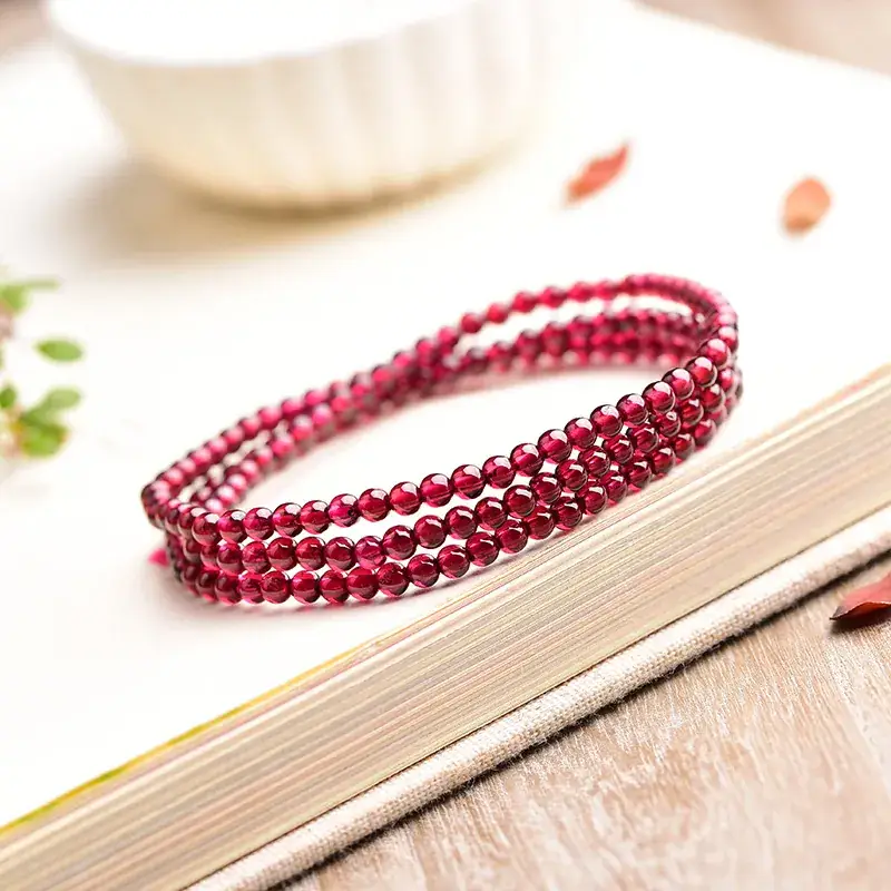 Wine Red Multi Layer Crystal Bracelet for Women - Image 2