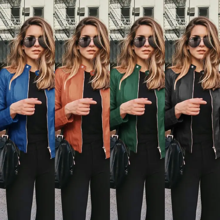 Women's Leather Pu Jacket Autumn Winter Fashion Suit