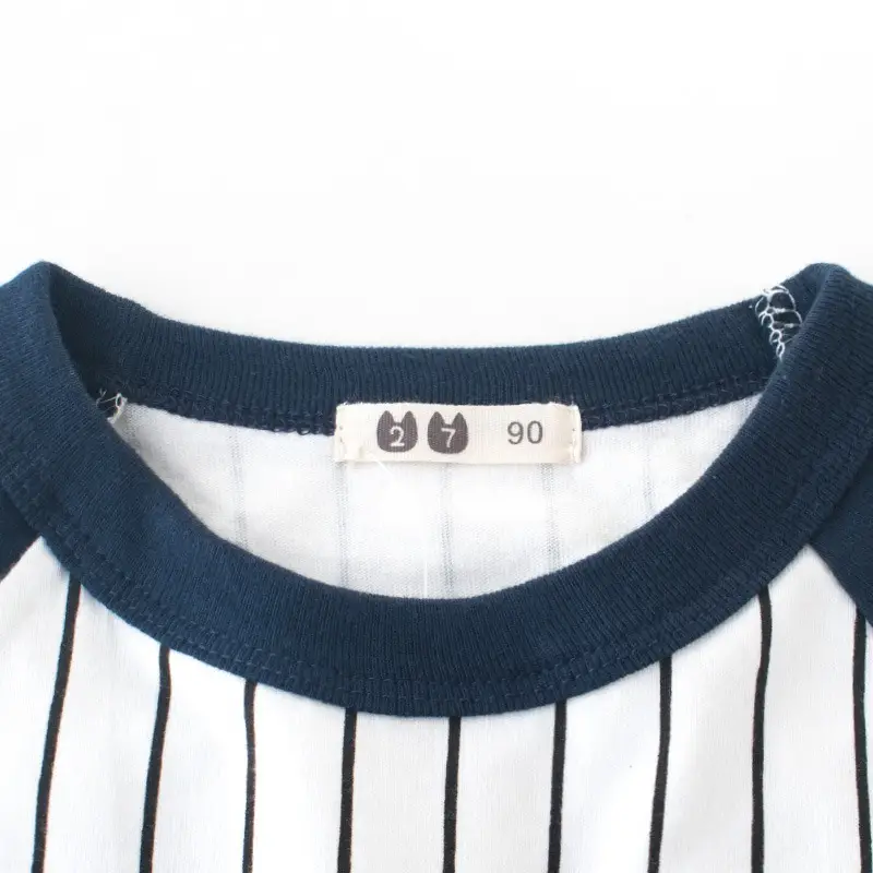 Children's Long Sleeve Striped T-Shirt Navy White - Image 6