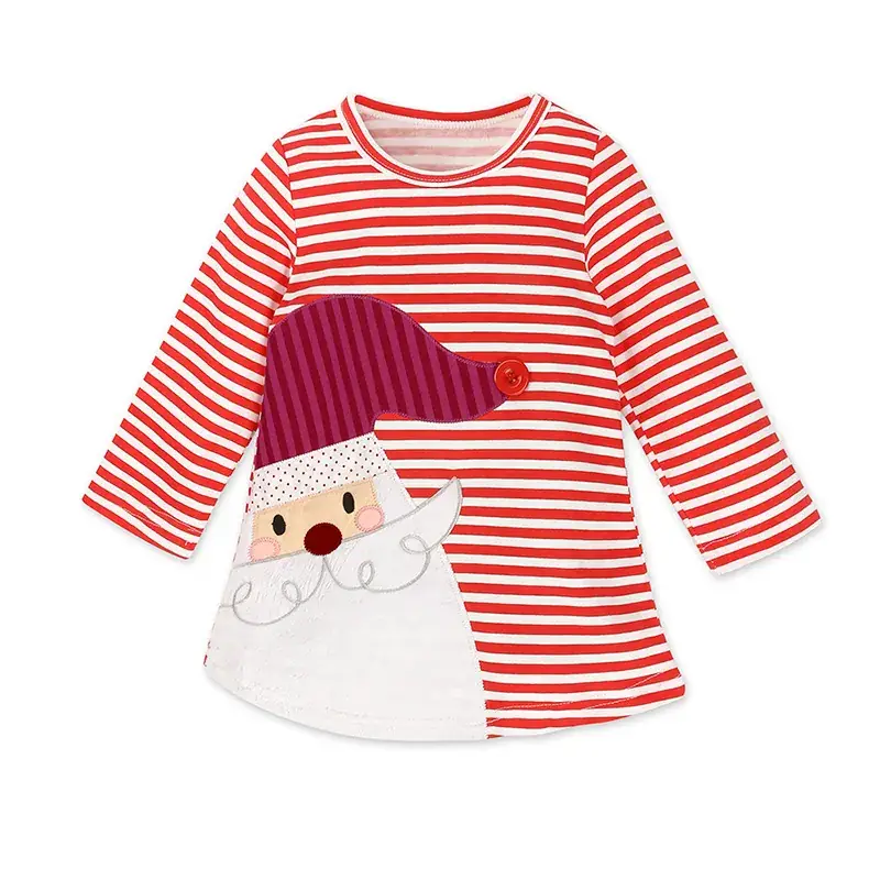 Girls Christmas Striped Long Sleeve Deer Dress Set - Image 2