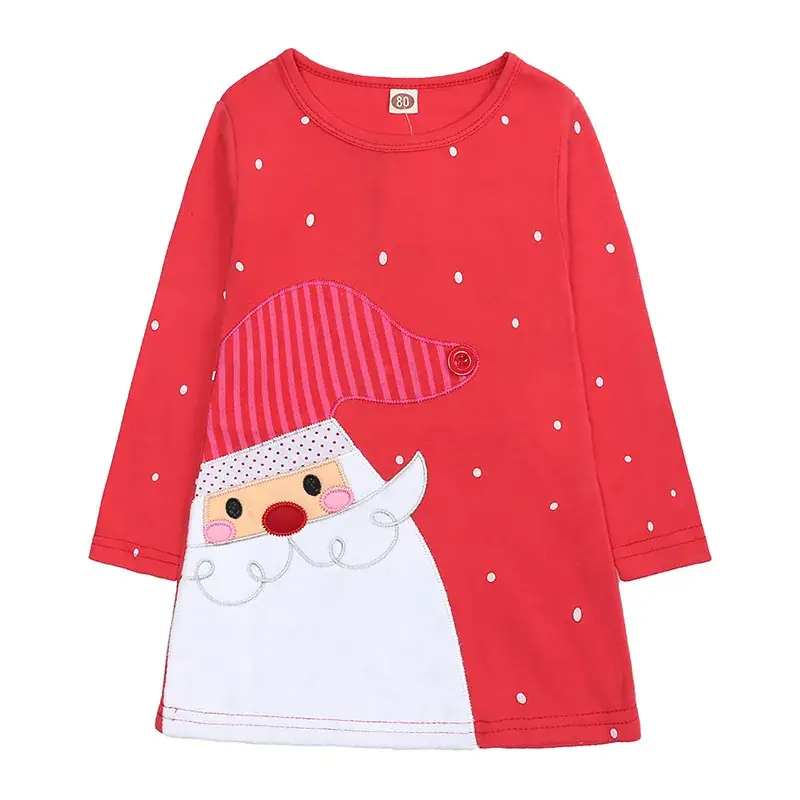 Girls Christmas Striped Long Sleeve Deer Dress Set - Image 3