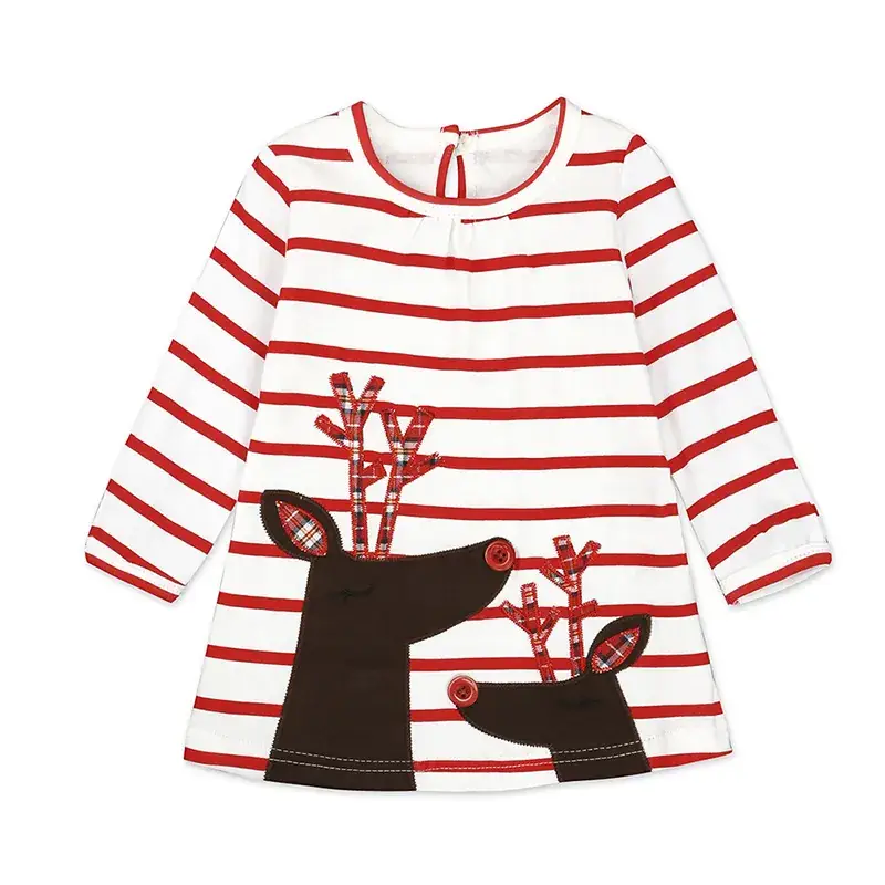 Little Snowman Striped Dress for Girls Winter Outfit