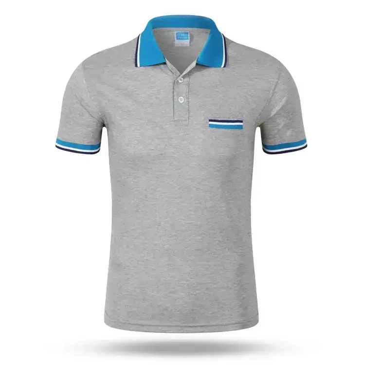 2025 Summer Polo Shirt Grey Blue Team Casual Work
