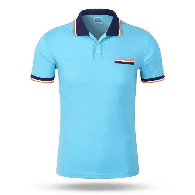 2025 Summer Polo Shirt Grey Blue Team Casual Work