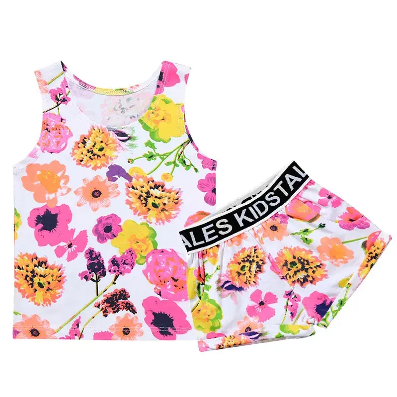 Baby Floral Cotton Vest Shorts Set for Girls
