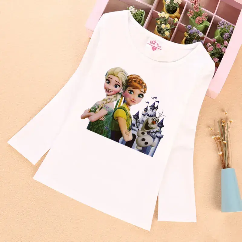 Girls Frozen Print Long Sleeve T-Shirt Lavender Spring Autumn - Image 7