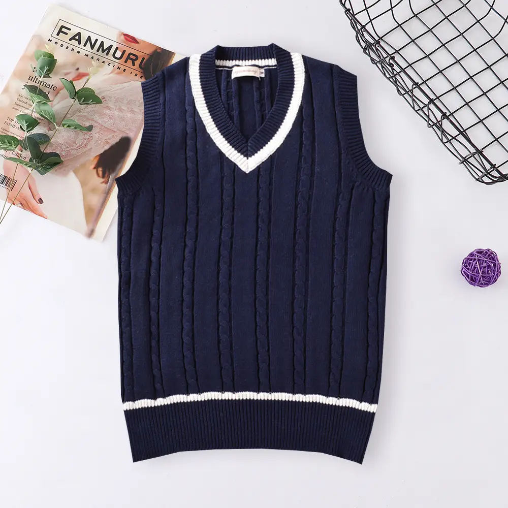 Men's Maroon Twist Knit V-Neck Vest