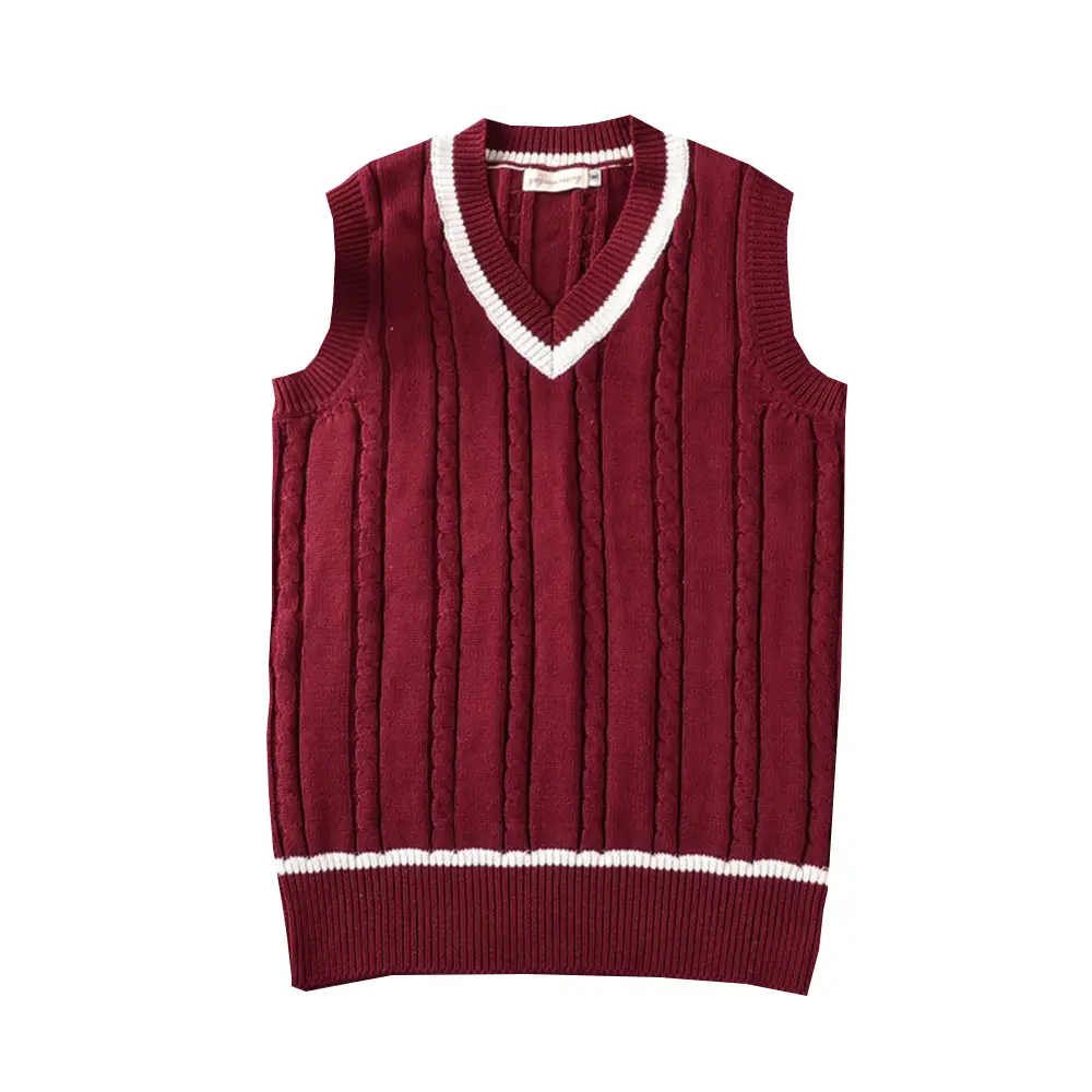 Men's Maroon Twist Knit V-Neck Vest