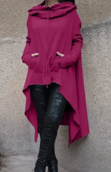 2023 Blue Long Hooded Sweater for Women - Image 10