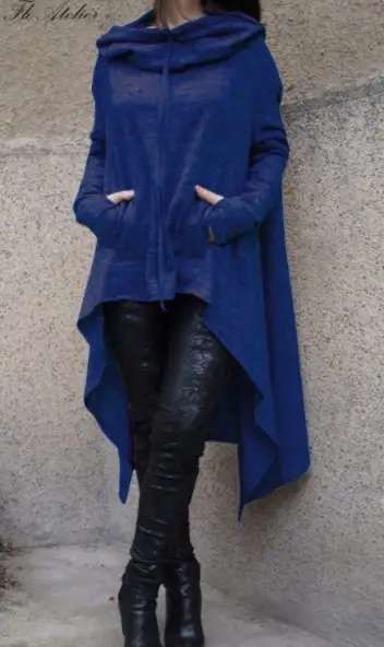 2023 Blue Long Hooded Sweater for Women - Image 8