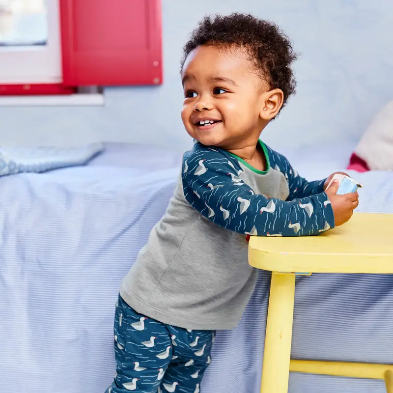 New Boys Long Sleeve T-Shirt Gray Blue Duck Print Spring Autumn - Image 2