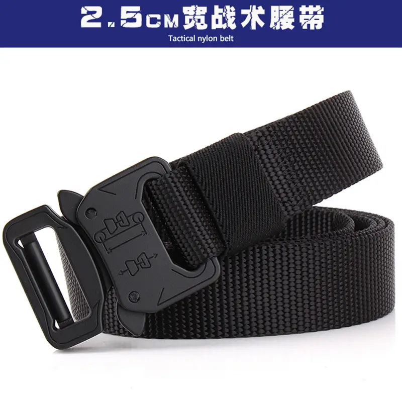 Black Tactical Nylon Belt 2.5cm Hardened - Image 9
