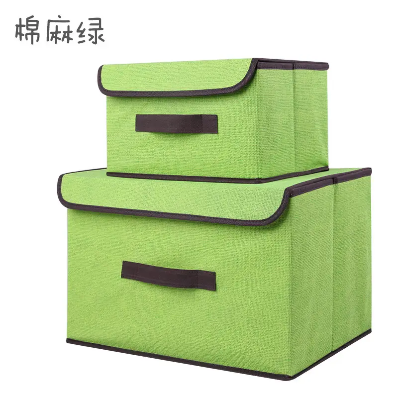 Green Foldable Storage Boxes Set of 2 - Image 3