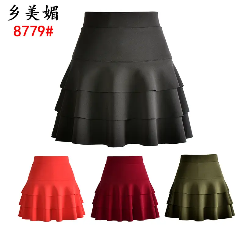 Black Three Layer High Waist Skirt Large Size - Image 5