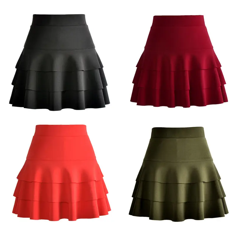 Black Three Layer High Waist Skirt Large Size - Image 7