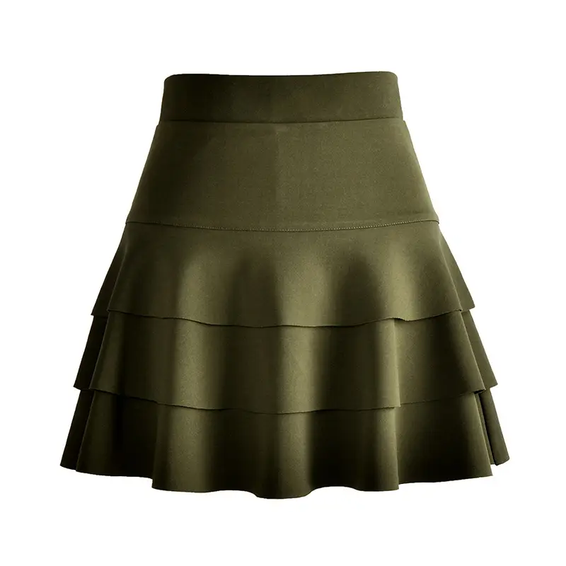 Black Three Layer High Waist Skirt Large Size - Image 3