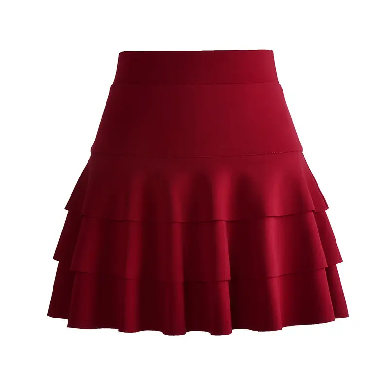 Black Three Layer High Waist Skirt Large Size - Image 2