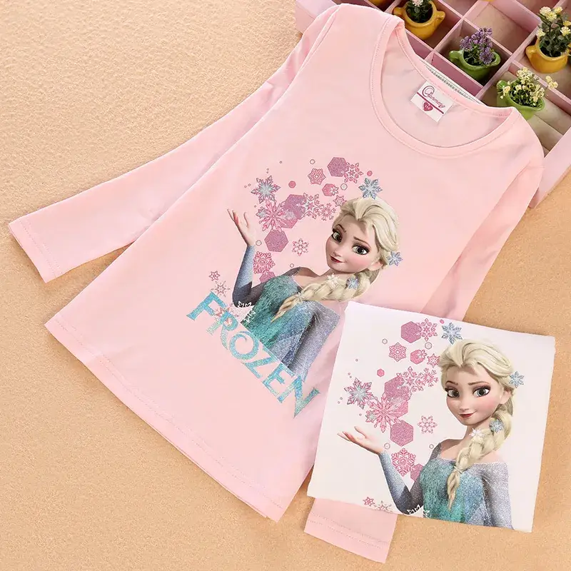 Girls Frozen Print Long Sleeve T-Shirt Pink - Image 7