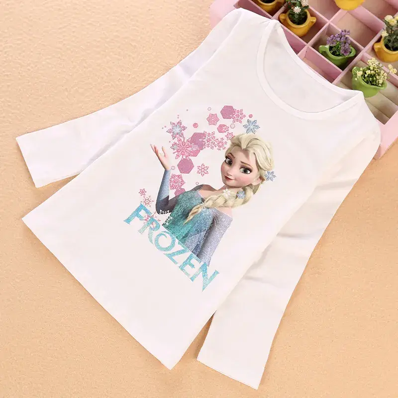Girls Frozen Print Long Sleeve T-Shirt Pink - Image 8
