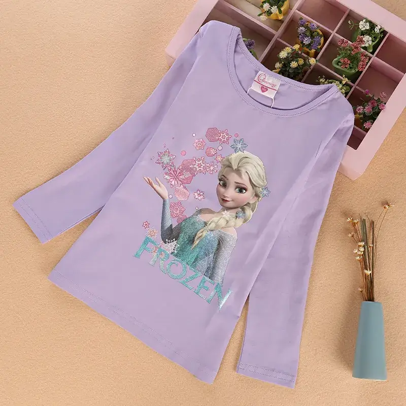 Girls Frozen Print Long Sleeve T-Shirt Pink - Image 10
